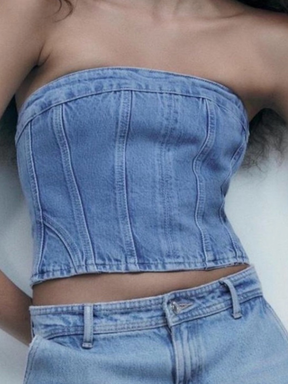 Zara Light Blue Denim Top